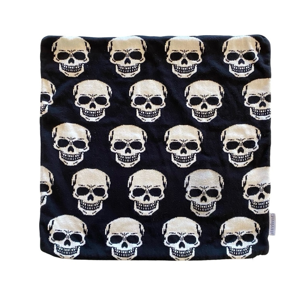 Storehouse Skull Pillowcase Square Sweater Black White Silver Skeleton Case